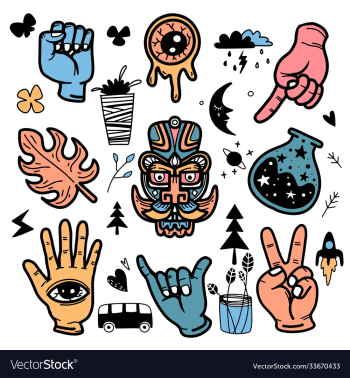 stickers hand drawn doodle tattoo style