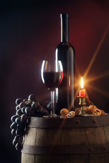Still life with red wine and candle Still life with red wine and candle