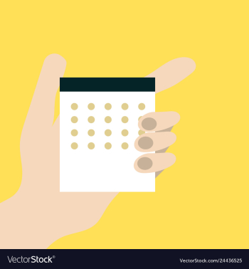 Stock calendar in the hands of man one hand man vector image Stock calendar in the hands of man one hand man vector image