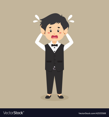 stock confused waiter man stock confused waiter man