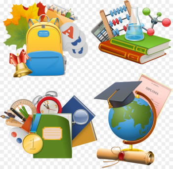 Stock illustration School Icon - Vector cartoon school supplies 