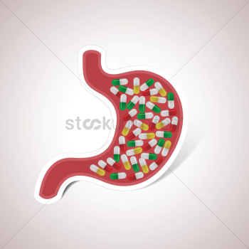 Stomach filled with pills Stomach filled with pills