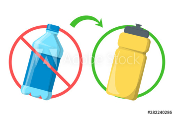 Stop using plastic bottle and replace with reusable container Stop using plastic bottle and replace with reusable container