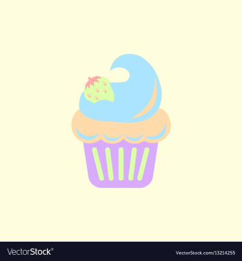 Strawberry buttercream frosting cupcake vector image Strawberry buttercream frosting cupcake vector image
