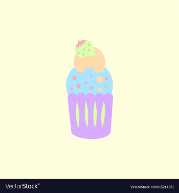 Strawberry buttercream frosting cupcake vector image Strawberry buttercream frosting cupcake vector image