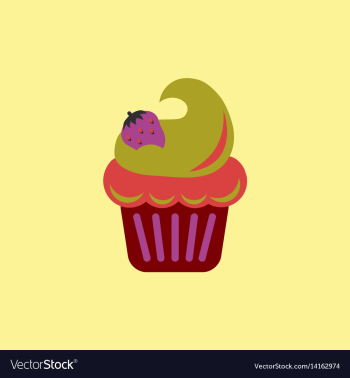 Strawberry buttercream frosting cupcake vector image Strawberry buttercream frosting cupcake vector image