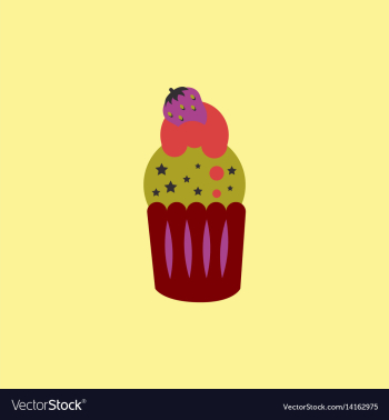 Strawberry buttercream frosting cupcake vector image Strawberry buttercream frosting cupcake vector image
