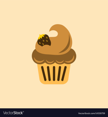 Strawberry buttercream frosting cupcake vector image Strawberry buttercream frosting cupcake vector image