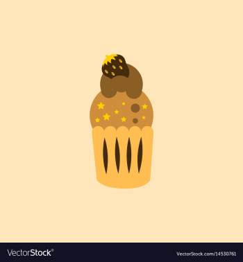Strawberry buttercream frosting cupcake vector image Strawberry buttercream frosting cupcake vector image