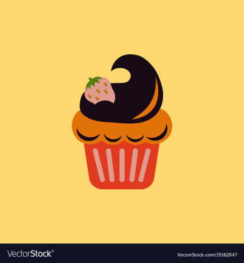 Strawberry buttercream frosting cupcake vector image Strawberry buttercream frosting cupcake vector image