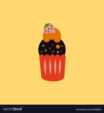 Strawberry buttercream frosting cupcake vector image Strawberry buttercream frosting cupcake vector image