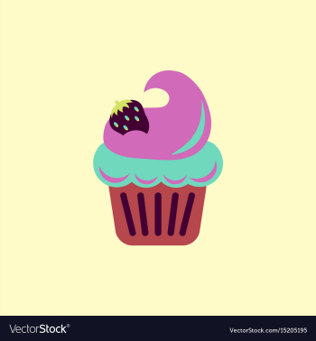 Strawberry buttercream frosting cupcake vector image Strawberry buttercream frosting cupcake vector image