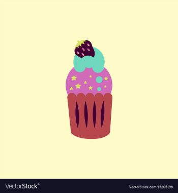 Strawberry buttercream frosting cupcake vector image Strawberry buttercream frosting cupcake vector image