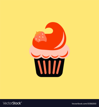 Strawberry buttercream frosting cupcake vector image Strawberry buttercream frosting cupcake vector image