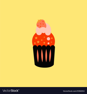 Strawberry buttercream frosting cupcake vector image Strawberry buttercream frosting cupcake vector image