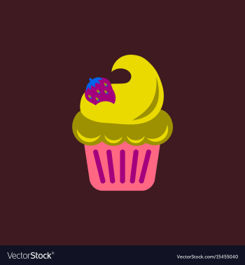Strawberry buttercream frosting cupcake vector image Strawberry buttercream frosting cupcake vector image