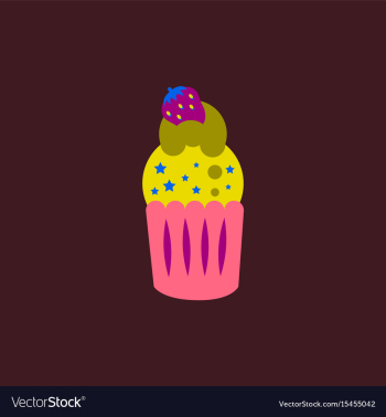 Strawberry buttercream frosting cupcake vector image Strawberry buttercream frosting cupcake vector image