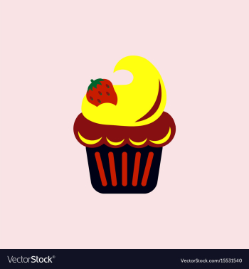 Strawberry buttercream frosting cupcake vector image Strawberry buttercream frosting cupcake vector image