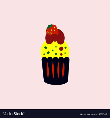 Strawberry buttercream frosting cupcake vector image Strawberry buttercream frosting cupcake vector image