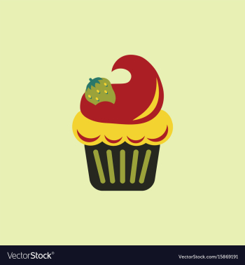 Strawberry buttercream frosting cupcake vector image Strawberry buttercream frosting cupcake vector image
