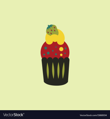 Strawberry buttercream frosting cupcake vector image Strawberry buttercream frosting cupcake vector image
