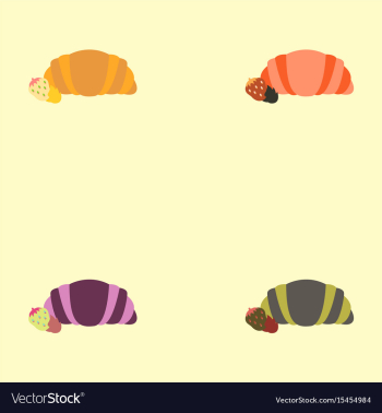 Strawberry chocolate croissant set vector image Strawberry chocolate croissant set vector image