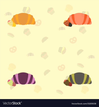 Strawberry chocolate croissants collection vector image Strawberry chocolate croissants collection vector image