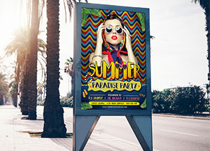 Street City Free Billboard Banner Mock-up PSD For Advertisement summer fapadise farti 