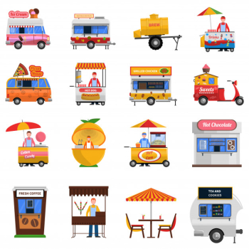 Street food icons set