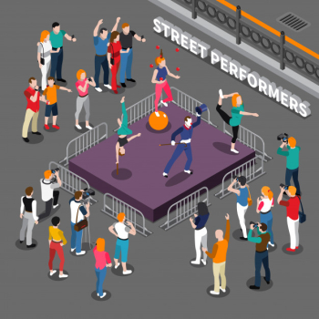 Street performers isometric composition Free Vector Street performers isometric composition Free Vector