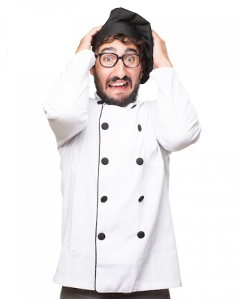 Stressed chef wearing uniform Stressed chef wearing uniform