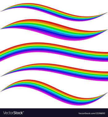 Striped rainbow waves - graphic element set vector image Striped rainbow waves - graphic element set vector image