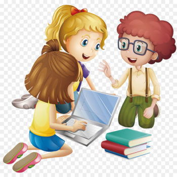 Student Cartoon Learning Education - Pupils discuss learning vector 