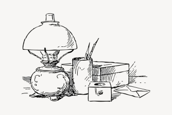 Study table clipart, vintage illustration | Free Vector Illustration - rawpixel