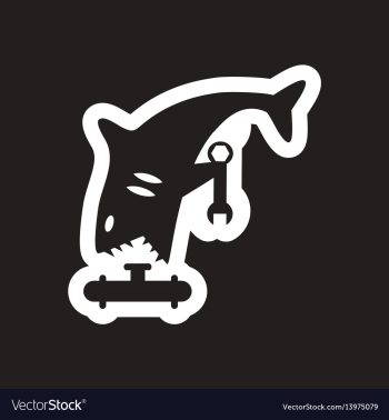 Style black and white icon shark plumber vector image