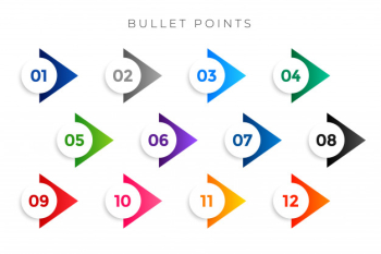 Stylish arrow bullet points numbers from one to twelve Free Vector Stylish arrow bullet points numbers from one to twelve Free Vector