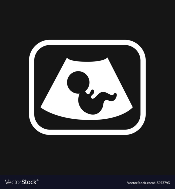 Stylish black and white icon baby on ultrasound vector image