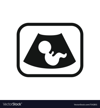 Stylish black and white icon baby on ultrasound vector image