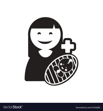 Stylish black and white icon mother and son vector image