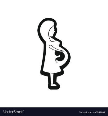 Stylish black and white icon pregnant woman vector image