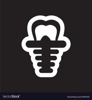 Stylish black and white icons tooth implant vector image