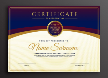 Stylish certificate design professional template Free Vector Stylish certificate design professional template Free Vector