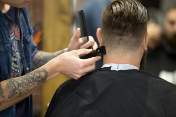 Stylish haircut in barbershop Stylish haircut in barbershop