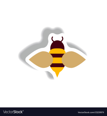 Stylish icon in paper sticker style honey bee vector image Stylish icon in paper sticker style honey bee vector image