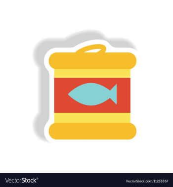 Stylish icon paper sticker style Canned tuna fish vector image Stylish icon paper sticker style Canned tuna fish vector image