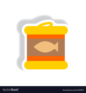 Stylish icon paper sticker style Canned tuna fish vector image Stylish icon paper sticker style Canned tuna fish vector image