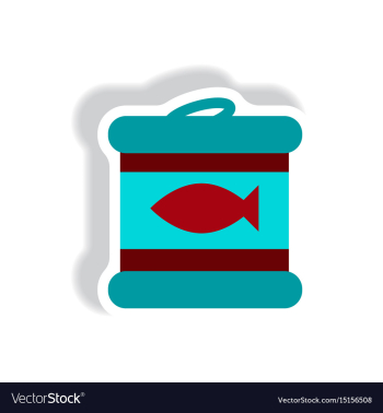 Stylish icon paper sticker style canned tuna fish vector image Stylish icon paper sticker style canned tuna fish vector image