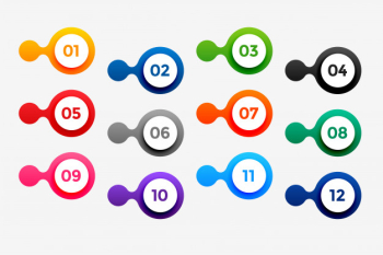 Stylish number bullet points in circular style Free Vector Stylish number bullet points in circular style Free Vector