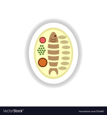 Stylish paper sticker grilled fish on a plate vector image Stylish paper sticker grilled fish on a plate vector image