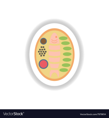 Stylish paper sticker grilled fish on a plate vector image Stylish paper sticker grilled fish on a plate vector image